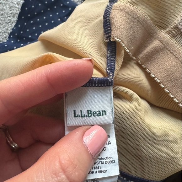 LL Bean one piece Swim Dress Swimsuit bathing suit Navy Blue white Polka Dot 14 - Picture 2 of 12